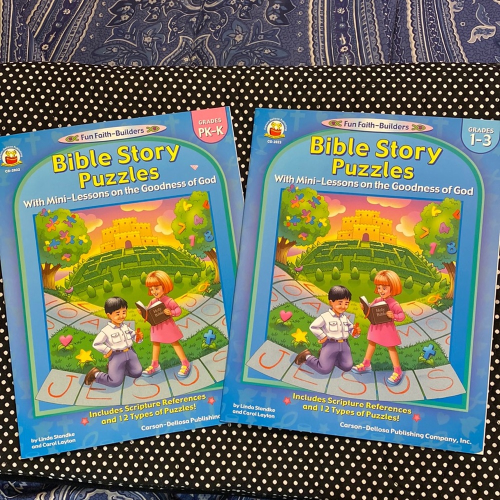 Sunday School! 4 books Memory Verse Mysteries & Bible Story Puzzles 🌼🌿